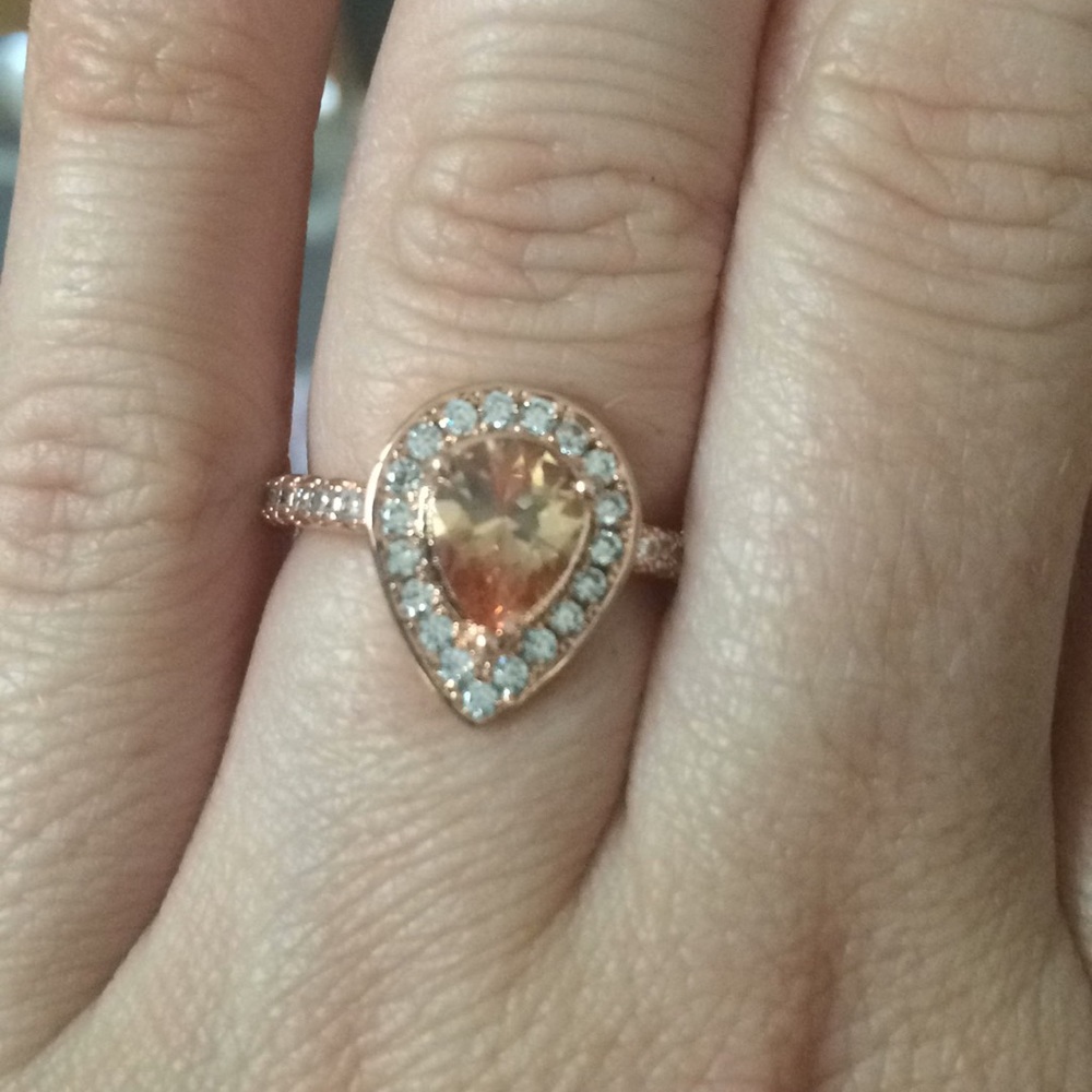 Rose gold champagne stone ring.